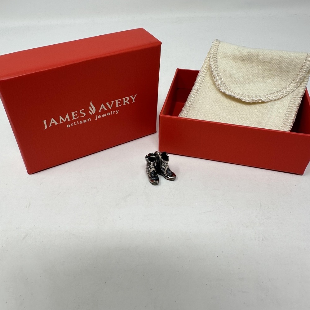 James Avery Retired Sterling Cowboy 3D Boots Charm Uncut Loop Space Between Vers